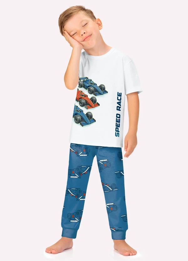 Kyly - Pijama Infantil Menino em Algodão Branco