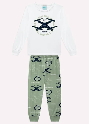 Kyly - Pijama Infantil Menino em Algodão Branco - KYLY