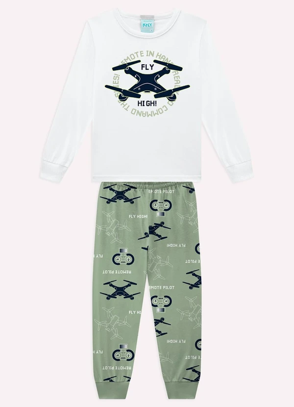 Kyly - Pijama Infantil Menino em Algodão Branco