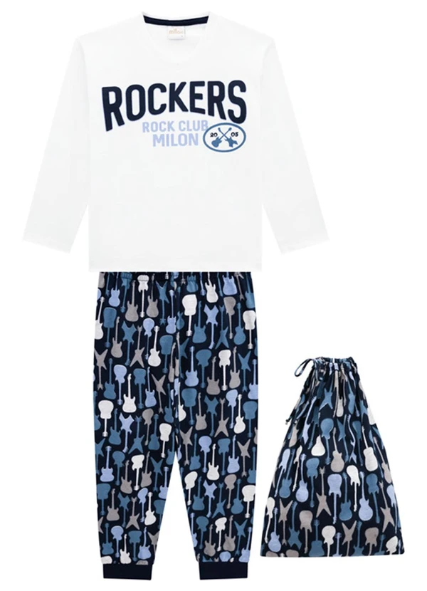 Milon - Pijama Infantil Menino Estampa Branco