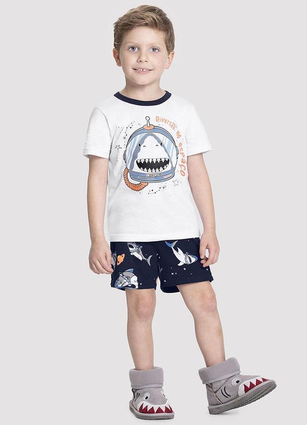 Alakazoo - Pijama Infantil Menino Estampado Brilha no Escuro Branco