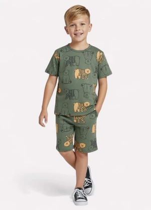 Kyly - Pijama Infantil Menino Estampado Verde - KYLY
