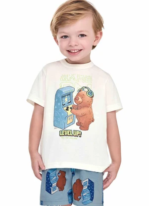 Elian - Pijama Infantil Menino Game On Ursinho Bege - ELIAN