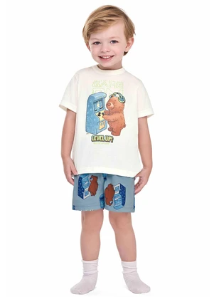 Elian - Pijama Infantil Menino Game On Ursinho Bege - ELIAN