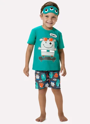 Kyly - Pijama Infantil Menino Monstrinhos Verde - KYLY