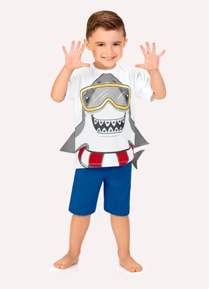 Kyly - Pijama Infantil Menino Tubarão Branco - KYLY