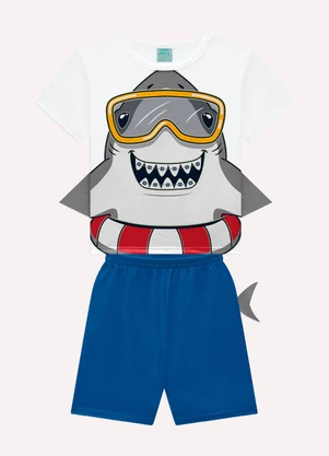 Kyly - Pijama Infantil Menino Tubarão Branco - KYLY