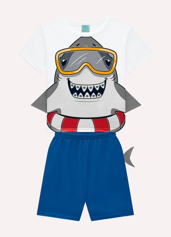 Kyly - Pijama Infantil Menino Tubarão Branco 2