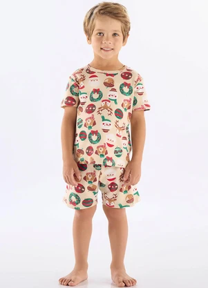 Up Baby - Pijama Infantil Natalino em Suedine Bege - UP BABY