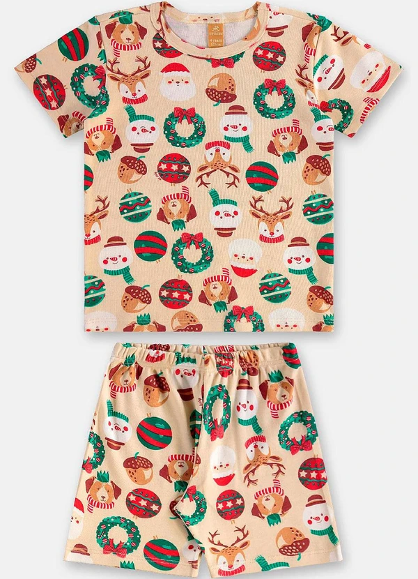 Up Baby - Pijama Infantil Natalino em Suedine Bege 2