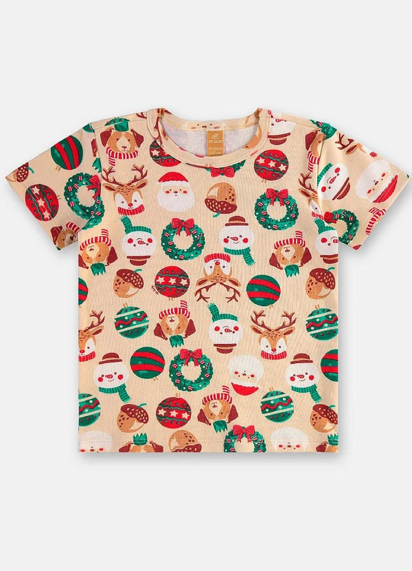 Up Baby - Pijama Infantil Natalino em Suedine Bege 4