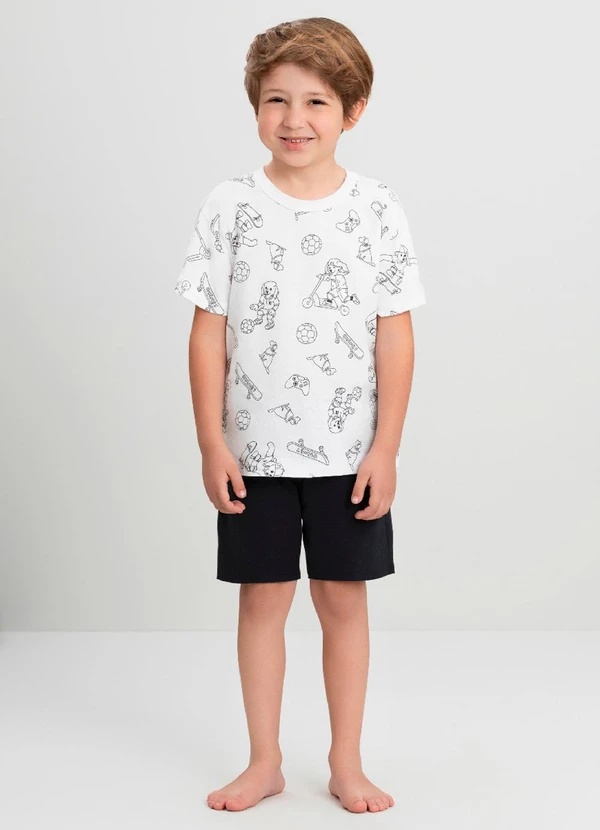 Quimby - Pijama Infantil para Colorir Quimby Branco