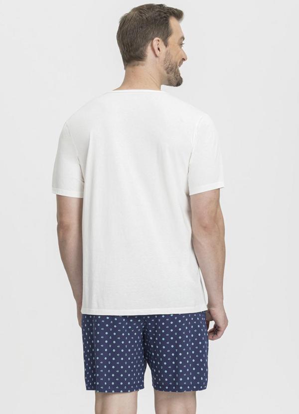 Mensageiro do Sonhos - Pijama Manga Curta com Estampa de Âncoras Bege 2