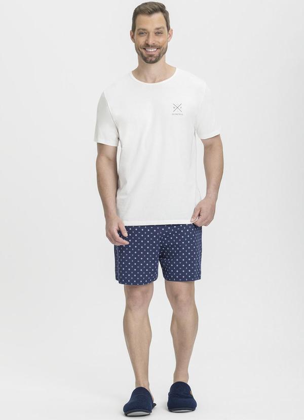 Mensageiro do Sonhos - Pijama Manga Curta com Estampa de Âncoras Bege 3