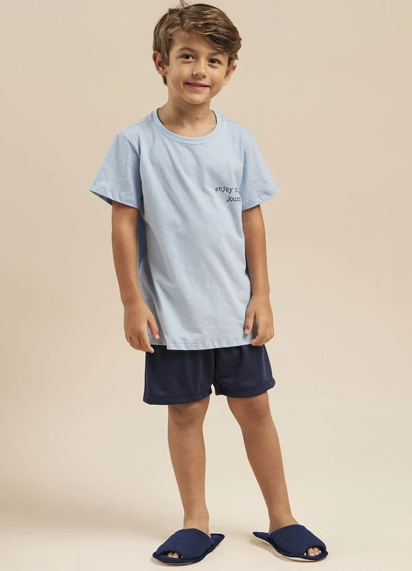 Aurora Joaquina - Pijama Manga Curta Infantil Azul