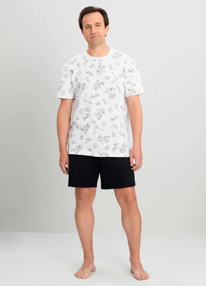 Pijama Masculino Curto para Colorir Quimby Branco - QUIMBY