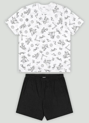 Pijama Masculino Curto para Colorir Quimby Branco - QUIMBY
