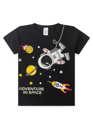 Atelie da Crianca - Pijama Masculino Verão Adventure Space Preto - ATELIE DA CRIANCA