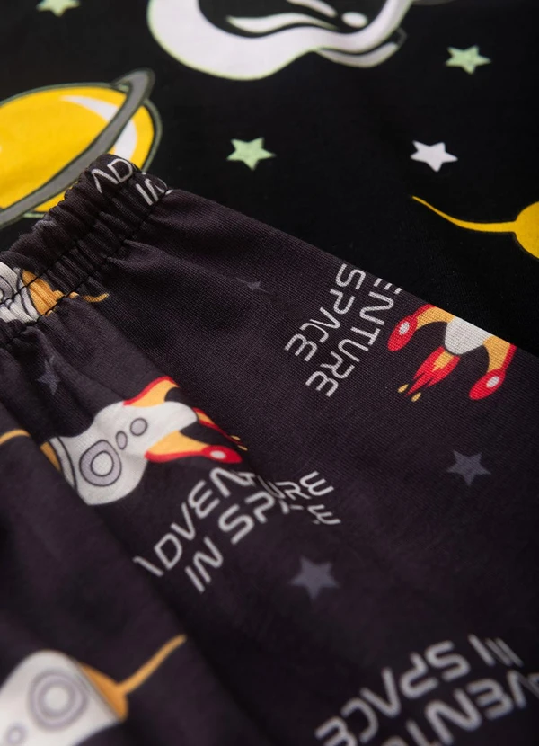 Atelie da Crianca - Pijama Masculino Verão Adventure Space Preto 5