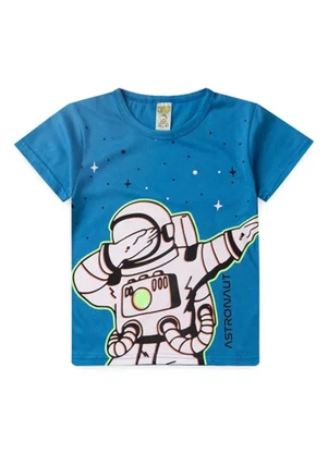 Atelie da Crianca - Pijama Masculino Verão Astronauta Azul - ATELIE DA CRIANCA