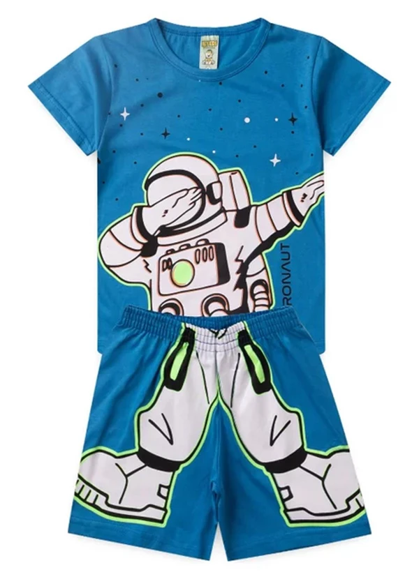 Atelie da Crianca - Pijama Masculino Verão Astronauta Azul 1