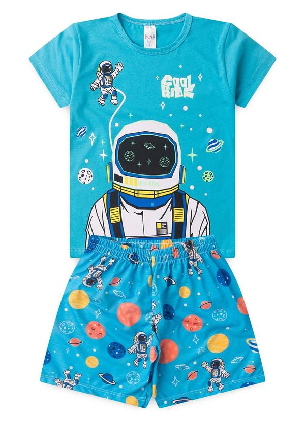 Atelie da Crianca - Pijama Masculino Verão Astronauta Azul