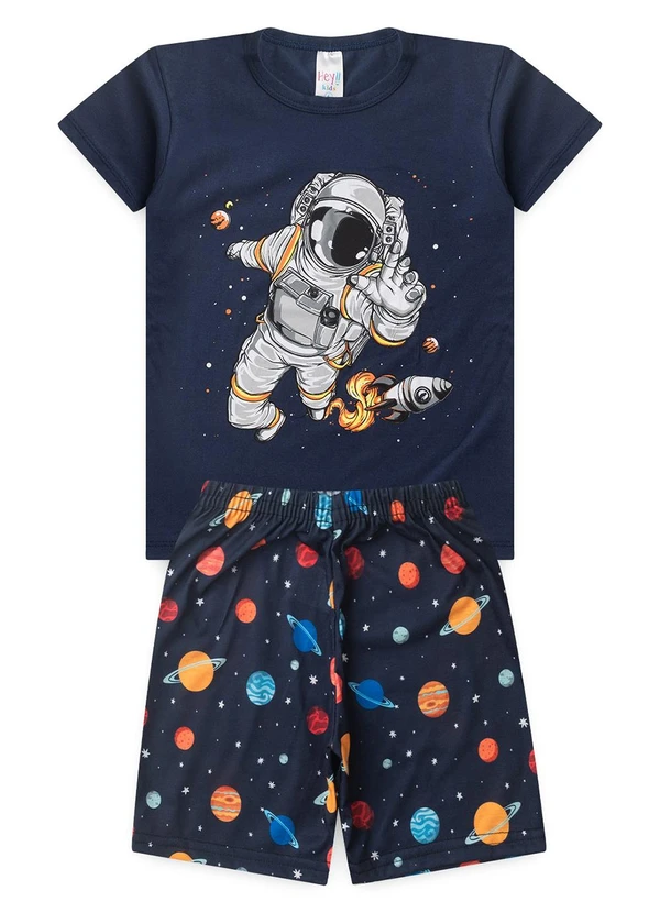 Atelie da Crianca - Pijama Masculino Verão Astronauta Azul