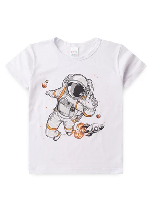 Atelie da Crianca - Pijama Masculino Verão Astronauta Branco - ATELIE DA CRIANCA