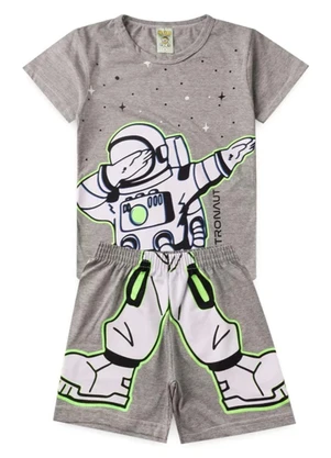 Atelie da Crianca - Pijama Masculino Verão Astronauta Cinza - ATELIE DA CRIANCA