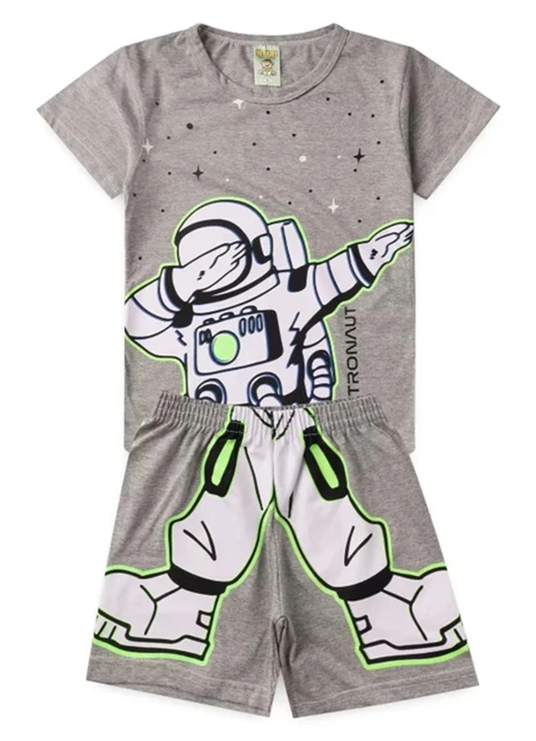Atelie da Crianca - Pijama Masculino Verão Astronauta Cinza