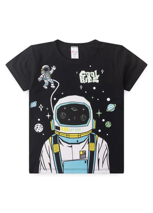 Atelie da Crianca - Pijama Masculino Verão Astronauta Preto - ATELIE DA CRIANCA