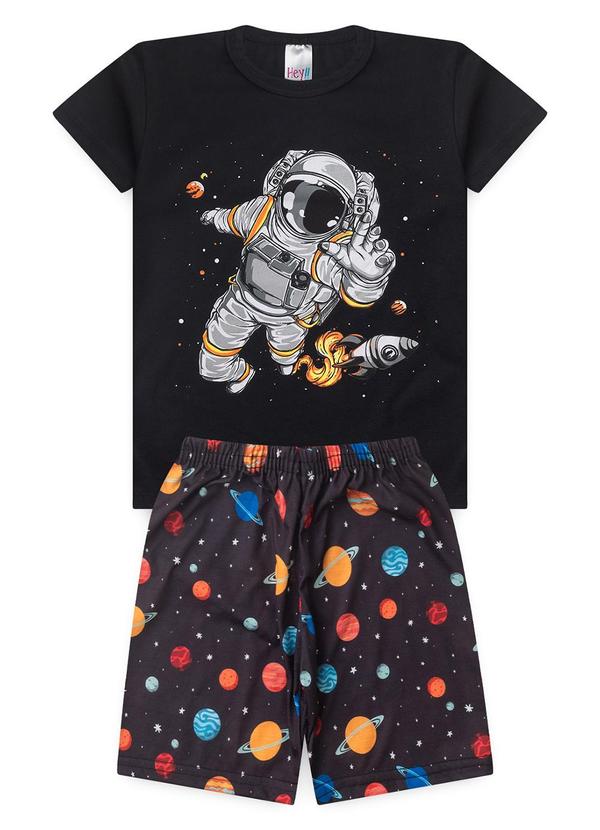 Atelie da Crianca - Pijama Masculino Verão Astronauta Preto