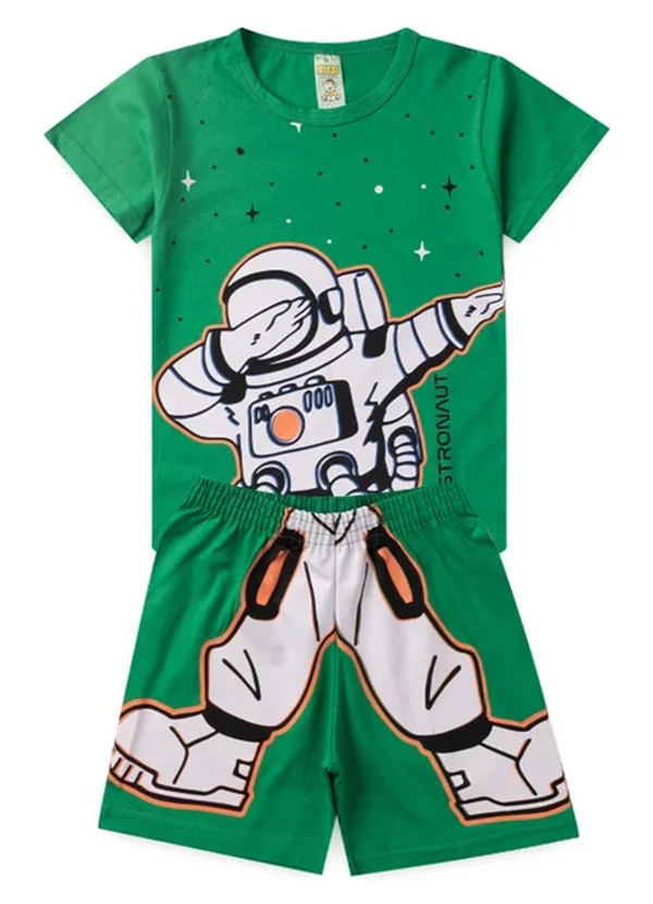 Atelie da Crianca - Pijama Masculino Verão Astronauta Verde
