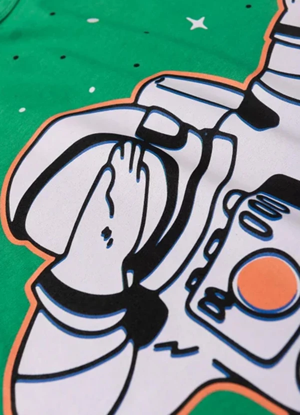 Atelie da Crianca - Pijama Masculino Verão Astronauta Verde 4