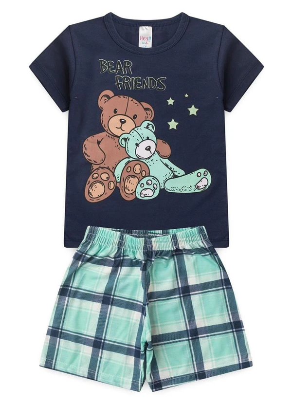 Atelie da Crianca - Pijama Masculino Verão Bear Friends Azul 1