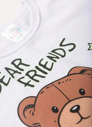 Atelie da Crianca - Pijama Masculino Verão Bear Friends Branco - ATELIE DA CRIANCA