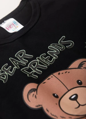 Atelie da Crianca - Pijama Masculino Verão Bear Friends Preto - ATELIE DA CRIANCA