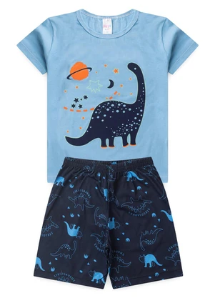 Atelie da Crianca - Pijama Masculino Verão Dino Azul - ATELIE DA CRIANCA