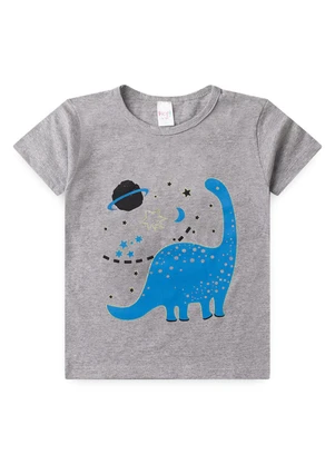 Atelie da Crianca - Pijama Masculino Verão Dino Cinza - ATELIE DA CRIANCA