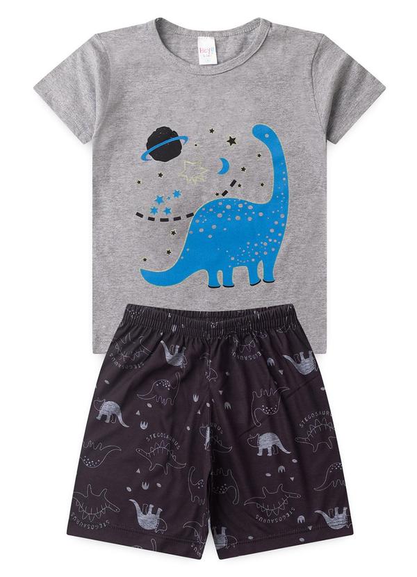 Atelie da Crianca - Pijama Masculino Verão Dino Cinza