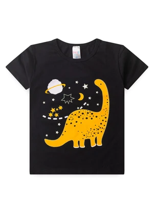 Atelie da Crianca - Pijama Masculino Verão Dino Preto - ATELIE DA CRIANCA