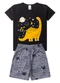 Atelie da Crianca - Pijama Masculino Verão Dino Cinza - variação: Preto