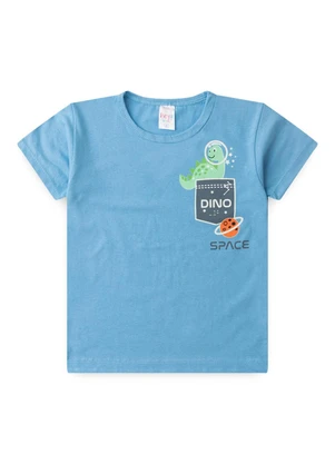 Atelie da Crianca - Pijama Masculino Verão Dino Space Azul Claro - ATELIE DA CRIANCA