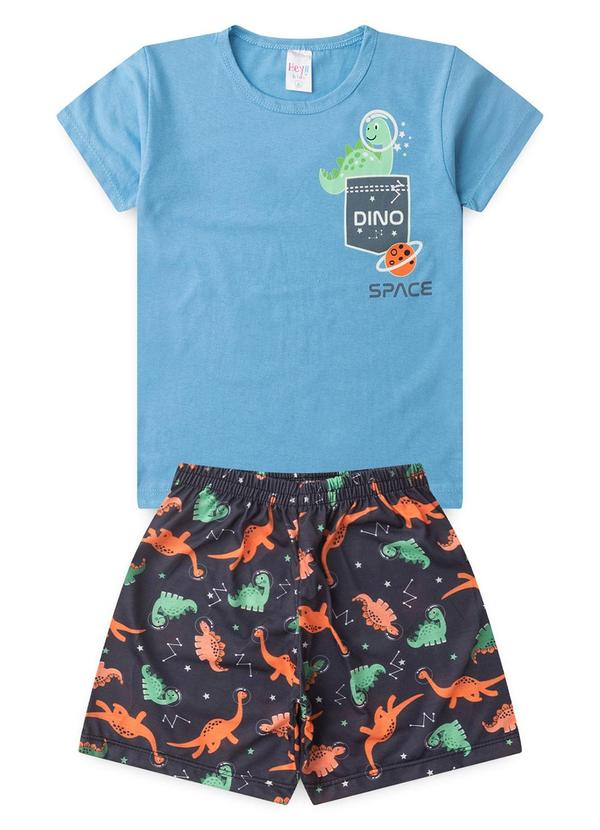 Atelie da Crianca - Pijama Masculino Verão Dino Space Azul Claro