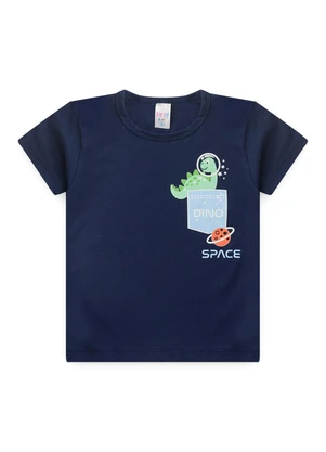 Atelie da Crianca - Pijama Masculino Verão Dino Space Azul Escuro - ATELIE DA CRIANCA
