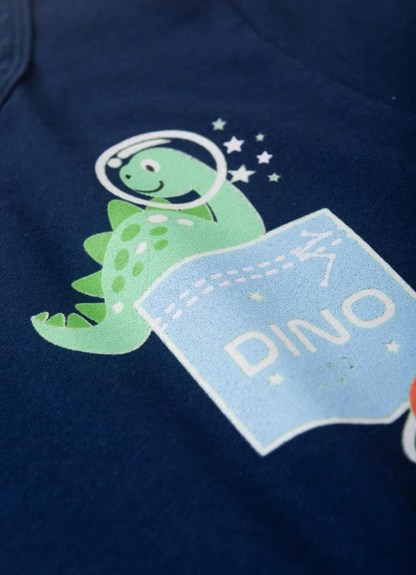 Atelie da Crianca - Pijama Masculino Verão Dino Space Azul Escuro 4