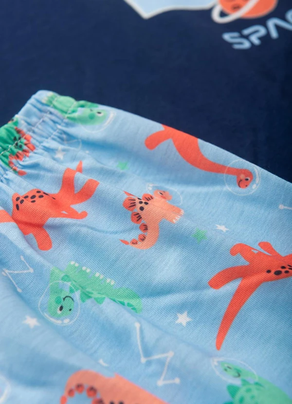 Atelie da Crianca - Pijama Masculino Verão Dino Space Azul Escuro 5