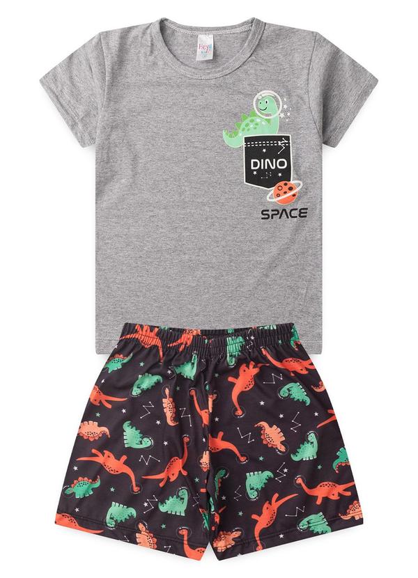 Atelie da Crianca - Pijama Masculino Verão Dino Space Cinza