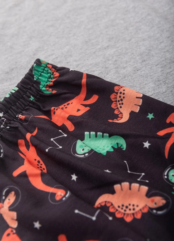 Atelie da Crianca - Pijama Masculino Verão Dino Space Cinza 5
