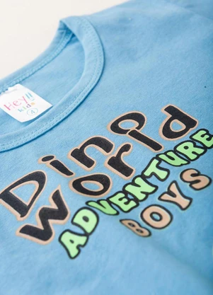 Atelie da Crianca - Pijama Masculino Verão Dino World Azul - ATELIE DA CRIANCA